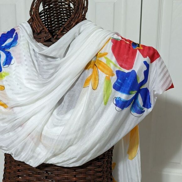 Vintage Spiegel Large Square Nylon Scarf with Bright Floral Print - Picture 4 of 9